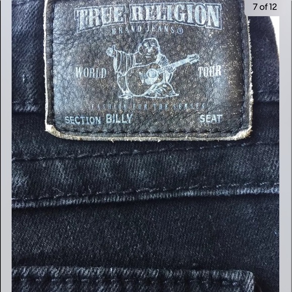 True Religion Women’s Billy Jeans Distressed Black Straight 27 Bead Embellished - Picture 4 of 9